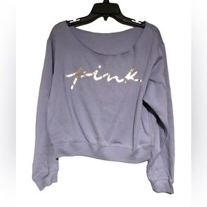 Victoria's Secret Pink Cropped Fleece lilac Sweatshirt. Size Large